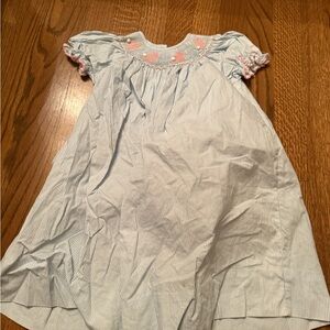 Edgehill collection smocked bunny Blue Striped Dress